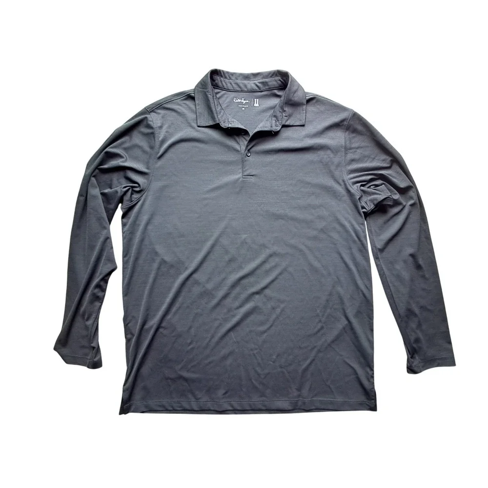 Walter Hagen 11 Majors Mens XL Gray‎ Long Sleeve Golf Polo Shirt Polyester Solid